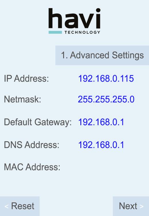 On the network settings screen, press Next