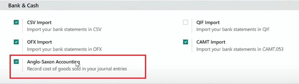 Odoo accounting - stock valuation configuration